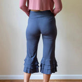 Purpdrank  Women Summer Y2K Solid Yoga Capri Pants Ruffles Knee Length Cropped Sweatpants Workout Casual Tie-Up Stretch Crop Leggings