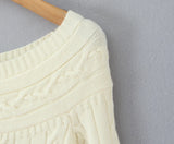 Purpdrank  Autumn French Retro Slash Neck Slim Solid All Match Long Sleeve Knitted Pullovers