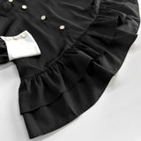 Purpdrank  Romantic Sweet College Style Fashion Color Matching Lapel Retro Button Polka Dot A Word Dress Women's Clothing Niche Temperament