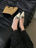 Purpdrank  Elegant Pointed Toe Butterfly-knot Low Heel Pumps Women Comforta Shallow Flat Designer Shoe Fashion Office Shoe Zapatos De Mujer