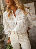Purpdrank  Cotton White Blouses Shirts for Women Top Cosy Whole Piece Floral Embroidery Long Sleeves Blouse Spirng Summer Boho Beach Blusas