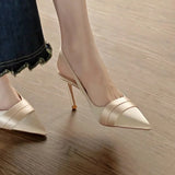 Purpdrank  Women's Summer Brand Women's Slingback Sandals High Heels Pointed Toe Slip on Fashion Women's Formal Elegant High Heels