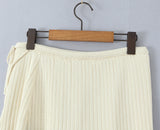 Purpdrank  New Fashion Autumn Bow Lacing Up Low Waist Side Slit Rib Knit Skirt for Women With Shorts Underwear Mini Skirts Beige Pink