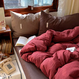 Purpdrank   New Water-washed Full-process Printing and Dyeing Solid Color Mixed Matched Duvet Cover Set Spring Summer Skin Quilt Cover