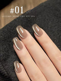Purpdrank  10ML 1-16pcs New Style Loulan Ancient City Cat Eye Gel Nail Polish Black Chocolate Amber High-grade Glass Bead Nails