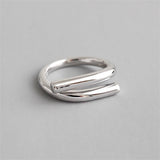 Purpdrank - Punk Geometric Irregular Liquid Lava Waterdrop Shaped Open Rings For Women Vintage Silver Color Metal Rings Personality Jewelry