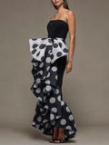 Purpdrank  New Female Cocktail Party Evening Strapless Dress Summer Fashion Polka Dot Bow-Embellished A-Line Tube Dress