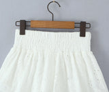 Purpdrank  Ballet Girl White Embroidery Hollow Out hole Spliced Lace Shorts Women Holiday Elastic Waist Short Pants With Linging
