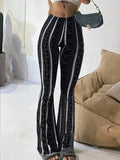 Purpdrank  Autumn Winter Y2k Trousers Casual Fashion Long Pants Tight Casual Tight Vintage Sexy Stripe Female Clothes Chic Flare Pants