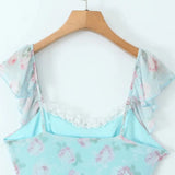 Purpdrank   2 colors Sexy Floral Print Bow V neck Ruffles Strap Sling Dress Women Backless Slim Waist Mini Sleeveless Tank Dresses Robe