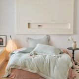 Purpdrank  Vintage French Country Rustic Style Floral Bedding Set 100% Cotton Double Layer Crinkle Yarn Duvet Cover Bed Sheet Pillowcases