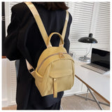 Purpdrank  Fashion Soft Backpack Large Capacity PU Leather School Bag Casual Multifunction Shoulder Bag Women Multifunction Handbag