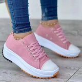 Purpdrank  Trendy Thick Soled Sports Shoes Autumn Women's Casual Canvas Shoes Thick Soled Height Increasing Sports Women's Lace Shoes