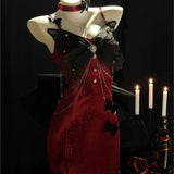 Hepburn Retro Temperament Red Dress Slimming Halter for Women