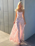 Purpdrank  Sexy Backless Square Neck Print Maxi Dress Women Fashion Sleeveless High Waist Sling Dresses Summer Elegant Street Partywear