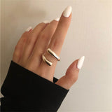 Purpdrank - Punk Geometric Irregular Liquid Lava Waterdrop Shaped Open Rings For Women Vintage Silver Color Metal Rings Personality Jewelry