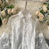 Purpdrank  Womens Tops And Blouses Solid Lace White Shirt For Women Casual Long Sleeve O Neck Embroidery Elegant Spring Female Tunic