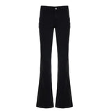 Purpdrank  Y2K American Hottie Flare Jeans Women Fashion Solid Color High Waist Slim Fit Denim Trousers Casual Streetwear Basic Pants