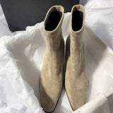 Purpdrank  Women's Short High Heel Boots Autumn Winter New Style Versatile Sharp Pointed Toe Sock Boots Thick Heel Elastic Slim Boots