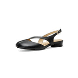 Purpdrank   Summer New Leather Low Heel Tabi Split Toe Shoes Women Single Shoes Lazy Slip on Design Footwear Leather Shoes Lady Sandals