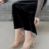 Purpdrank  Female Sandal High Heels Fashion Womens Shoes Girls Pointed High-heeled Luxury New Clear Lace Laces Comfort Stiletto