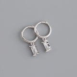 Purpdrank - 2PC Stainless Steel Little Huggies Hoop Earrings For Women Tiny Crystal Zirconia Pendant Cartilage Earrings Piercing Jewelry