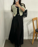 Purpdrank  Spring Summer Front Cross Women's Long Skirts Pockets 2025 New White High Waist Casual Loose Straight Skirts for Women
