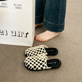 Purpdrank  Krazing Pot Plus Size Weave Med Heels Concise Slingback Mules Summer Sandals Dating Breathable Vacation Comfort Women Slippers