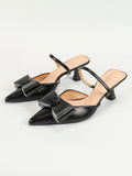 Purpdrank  Slingback for Women with Bow Pointed Toe Pumps with Elasticated Strap 3.3" High Heels Evening Comfy Dress Shoes