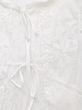 Purpdrank  Summer White Embroidery Flower Spliced Lace Sleeveless Tank Women Lacing Up Bow Front Loose Tank Top Crop Tops