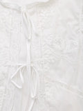 Purpdrank   Summer White Embroidery Flower Spliced Lace Sleeveless Tank Women Lacing Up Bow Front Loose Tank Top Crop Tops