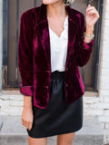 Purpdrank  Autumn Blazers 2025 Women's Decent Chic Plain Rolled Long Sleeve Shawl Collar Single Breasted Office Lady Blazers