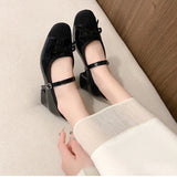 Purpdrank  New Butterfly-knot Women Mary Jane Shoes Elegant Thick Heel Shoes Ladies Fashion Dress Pumps