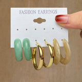 Purpdrank - Gold Color Pearl Hoop Earrings Set Metal Dangle Earrings Vintage Circle Geometric Twist for Women Girls Trendy Jewelry Gifts
