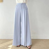Purpdrank  Spring Summer Elegant Pleated Women's Wide Leg Pants 2025 New High Waist Solid Office Casual Loose Trousers for Women