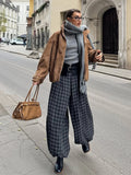 Purpdrank  High Waist Plaid Lantern Pants Women Street Loose with Elasticated Cuffed Ankles All-match Trousers Early Spring Lady Partywear