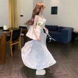 Purpdrank  Vacation French Temperament Summer Loose Pure Desire Style Niche Design Suspender Temperament Long Skirt Dress Commuting WF