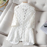 Purpdrank  Summer New Lace Short Thin Hollow Outside Cardigan Suit Jacket Jacket Women White Blazer Women Woman Office Hollow Out