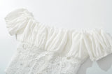 Purpdrank  Sexy White Embroidery Hollo out Lace Bow Ruched Chest Sexy Corset Women Summer Tank Tops Covered Hook Buttons Slim Crop Top