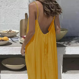 Purpdrank  New Women Strapless Backless Loose Loungewear Dress Skin Friendly Comfortable Home Spaghetti Strap Solid Color Plus Size Dress