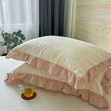 Purpdrank  Cotton Lace Pillow Cover One Pair 48x74cm Pillow Core Inner Liner Washable Bedroom Decoration Pillow Case Bedding Accessories