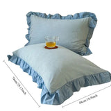 Purpdrank  Cotton Lace Pillow Cover One Pair 48x74cm Pillow Core Inner Liner Washable Bedroom Decoration Pillow Case Bedding Accessories