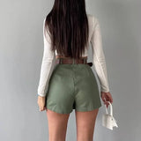 Purpdrank  High Stree Shorts Women High Waisted Solid Pleated A-Line Skirt Fashion Casual Streetwear Shorts Skirts Summer 2026 New