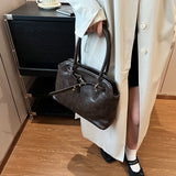 Purpdrank  Retro Underarm Shoulder Bags For Women 2025 Luxury Designer Handbag Two Sized Large Capacity Business Commute Shopper Tote