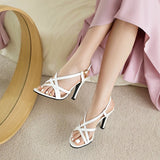Purpdrank  Summer Sexy Ladies Sandals Open Toe Stiletto 9cm High Heel Buckle Strap Size 43 44 45 Party Women Shoes