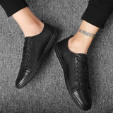 Purpdrank  Split Leather Men Casual Flats Vulcanized Shoes Classic Fashion Outdoor Man Walking Shoes Spring Summer Sneakers Tenis Masculino