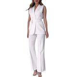 Purpdrank  Chic Two-Piece Women's Set Button-Detail Vest with Lapel Neck & Tailored Trousers Versatile Outfit for Work and Sophisticated