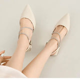Purpdrank  Casual Heels Women's High-Heeled Shoes Slingback Branded Pumps All-Match Slip On 2025 Pointed Wedge Comfortable Beige Spring Ope