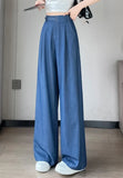 Purpdrank  Vintage Thin Denim Loose Women's Wide Leg Pant 2025 New High Waist Button Straight Casual Full Length Trousers Female
