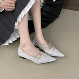 Purpdrank  Casual Woman Shoe Low Heels Female Footwear Crystal Pointed Toe All-Match Soft Comfortable Dress Rhinestone Summer New On Heels